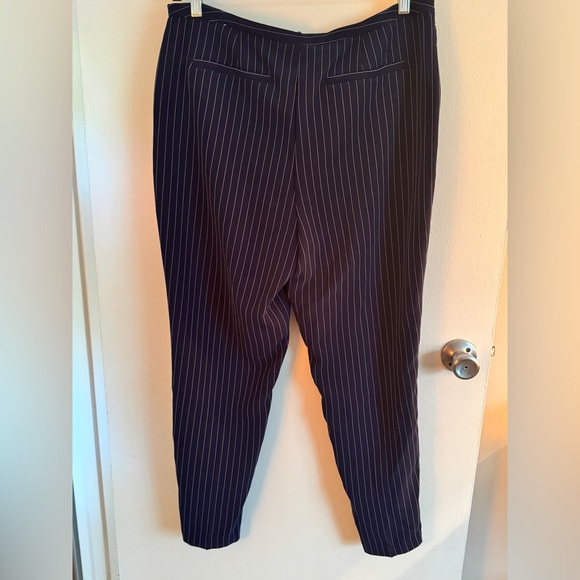 Chico's Blue + White Pinstrip Classic Straight-Leg Cut Trousers - Picture 3 of 15